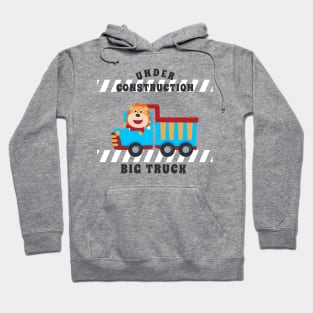 Vector illustration of contruction vehicle with cute litle animal driver. Hoodie